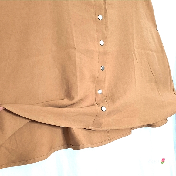 MNG Button Down, Beige A-Line Skirt - Picture 3 of 7